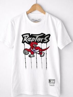 Mitchell & Ness Toronto Raptors T-Shirt Men’s Small White Graphic NBA Hardwood